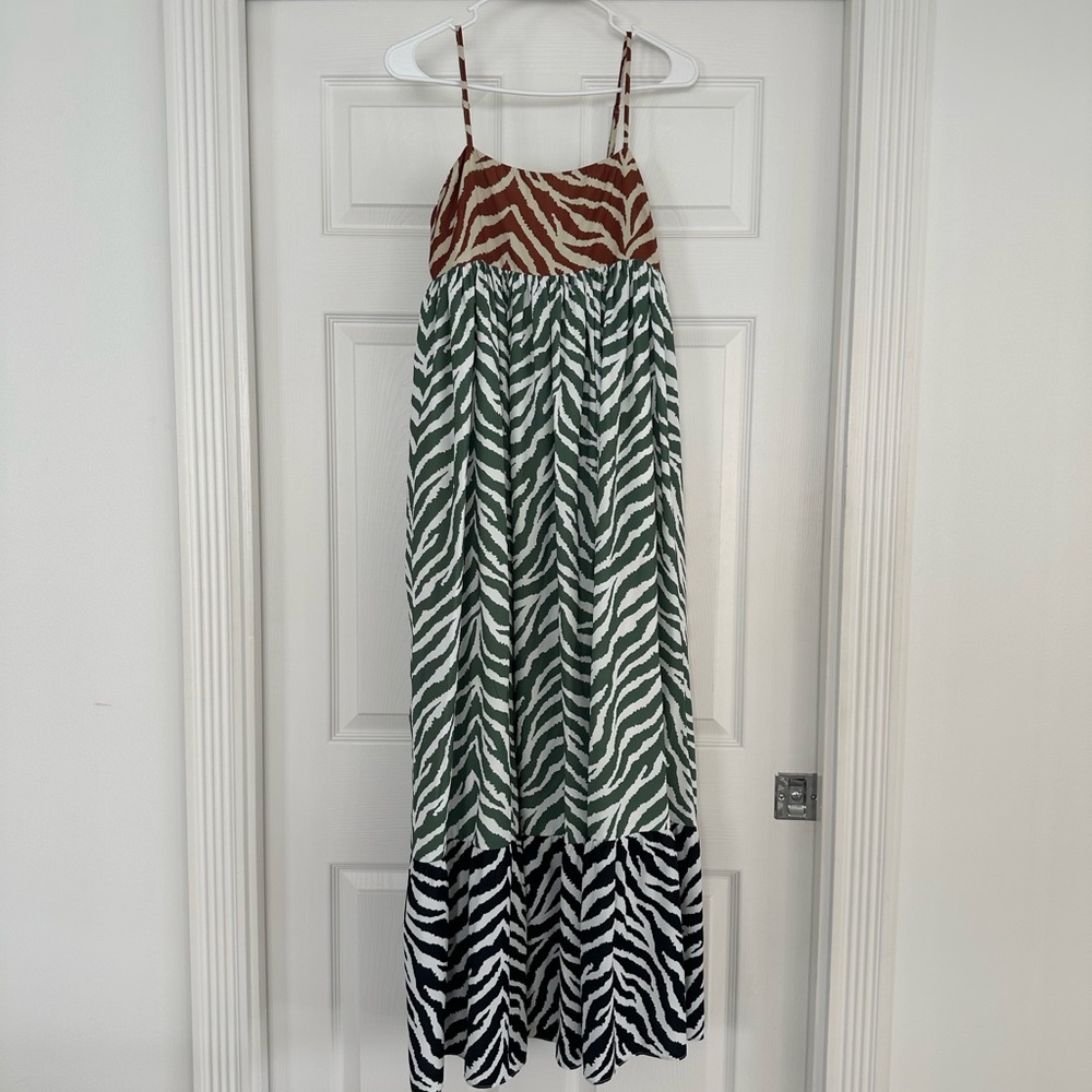 English Factory Zebra Print Maxi Dress - Brown, Green, Black